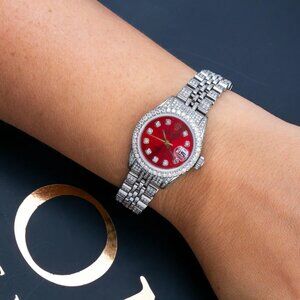 Rolex Lady-Datejust 6917 26MM Red Diamond Dial With Stainless Steel Bracelet